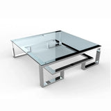 Stainless steel square glass large coffee table square table