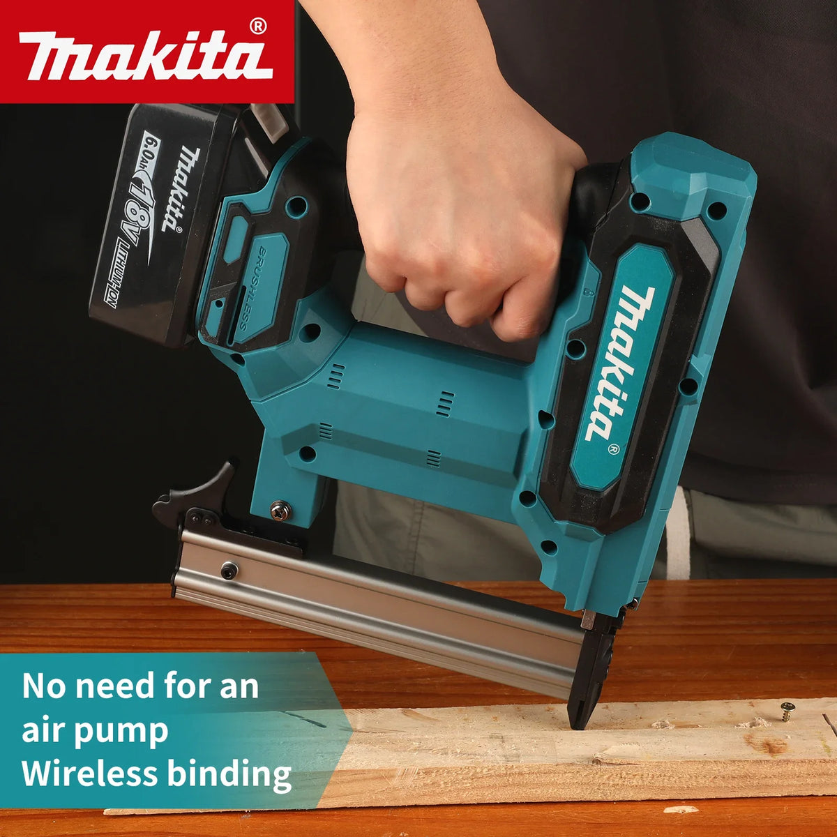 Makita Lithium-Ion Nail Gun:18V, 6.0Ah Battery, 100-Nail Capacity, Cordless, Ideal for Flooring, Shelving & DIY Wood Projects