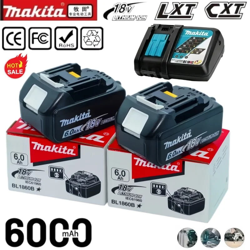 Authentic Makita LXT 18V 6.0Ah Lithium Battery Universal Fit BL1815 BL1830B BL1850B Power Drive Tools