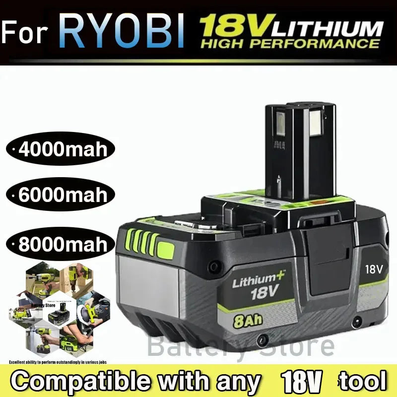 For RYOBI high-performance lithium battery 18V with no memory effect and low self discharge for all tools P104, P107