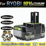 For RYOBI high-performance lithium battery 18V with no memory effect and low self discharge for all tools P104, P107