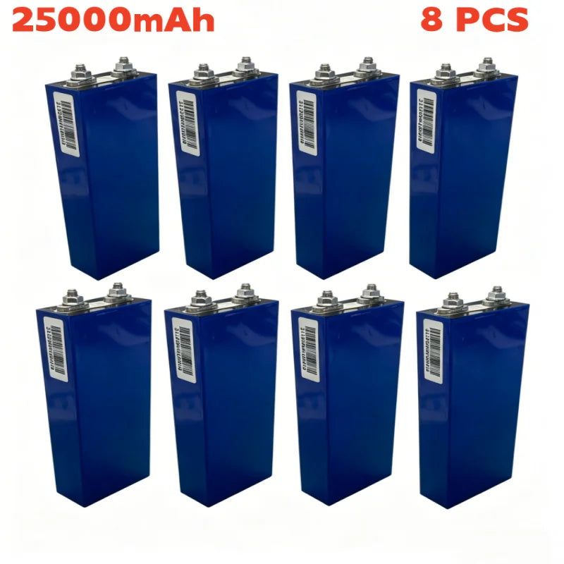 25000mAh 3.2V 25Ah LiFePO4 Battery Cell Lithium Iron Phosphate Deep Cycles for Diy 12V 24V 36V 48V Solar Energy UPS Power