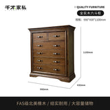 Classic American Style Solid Wood Six-Drawer Chest Red Oak Bedroom Storage Vintage Drawer Cabinet