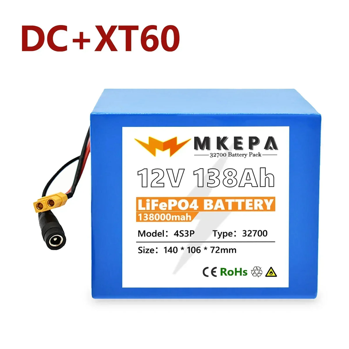 32700 Lifepo4 Battery Pack 4S3P 12.8V 138000mAh 4S 40A Balanced BMS for Electric Boat and Uninterrupted Power Supply 12V