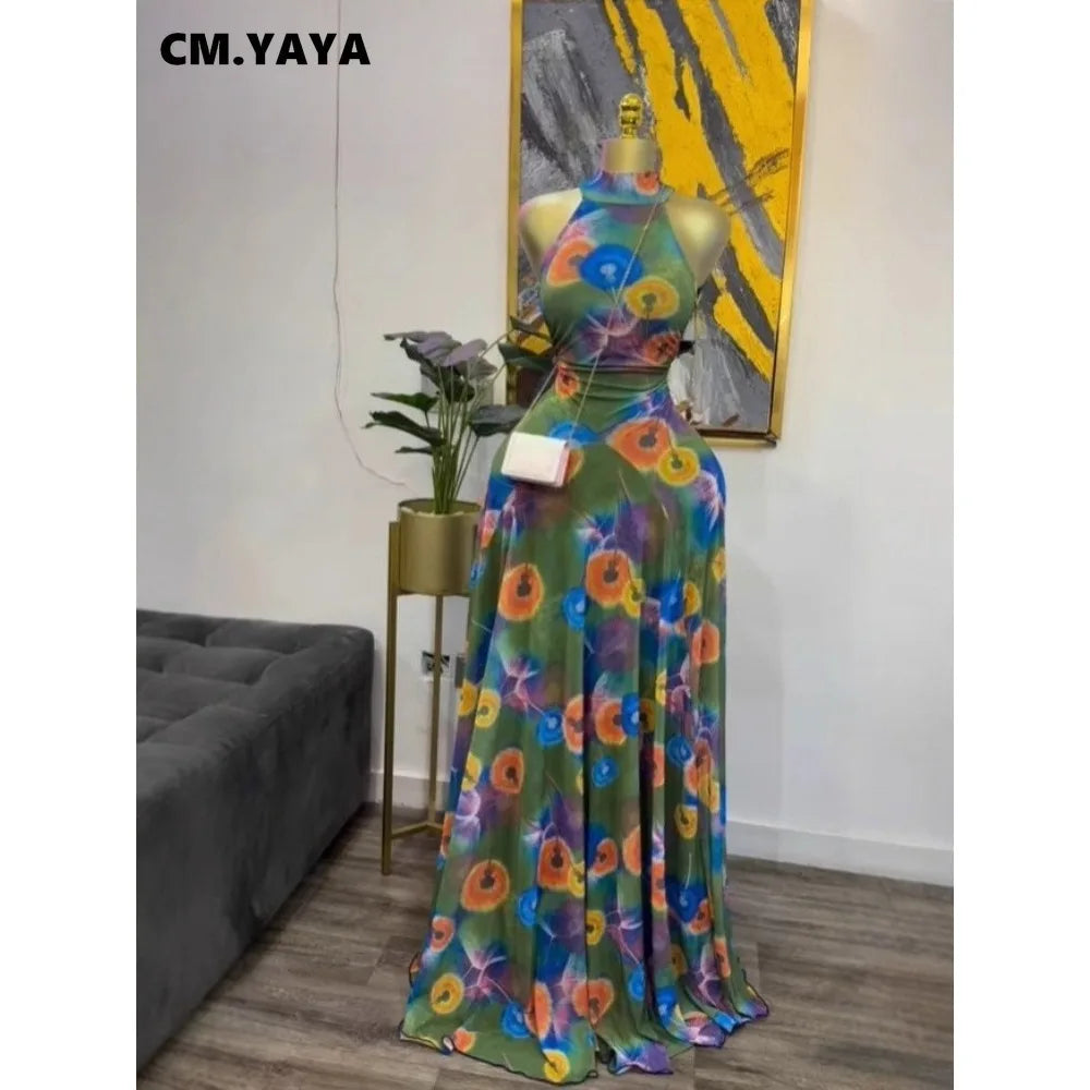 GLCMYAYA 2026 New Women O-neck Sleeveless Floral Print Mermaid Maxi Dress Evening Birthday Beach Sexy Night Party Long Dresses