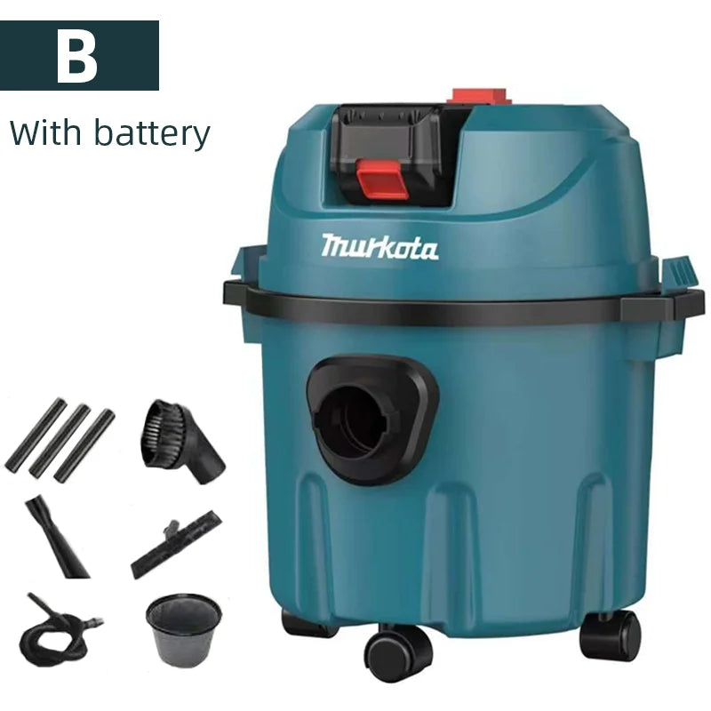 High Power Cordless Industrial Wet Dry Vacuum Cleaner Strong Suction Drum Canister for Construction Cleanup Warehouse Car Wash
