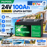 24V 100Ah LiFePO4 Battery 2.56Kwh 6000+ Cycles Bluetooth Smart BMS 25.6V 200Ah 300Ah For Solar RV Marine Trolling Motor Off Grid