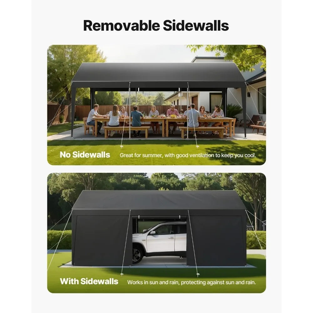 12x20 FT Heavy Duty Carport, Portable Car Canopy with Removable Sidewalls and Door, Outdoor Car Shelter,Customized