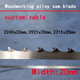 2240 2921 215 2490Customizable Width 20mm  Woodworking alloy band saw blades TCT carbide tip for cutting hardwood and cork