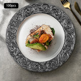 Charger Plates 100-Piece Set Round Reusable Serving Plates Gold Black Silver Green for Wedding Banquet Party Decor