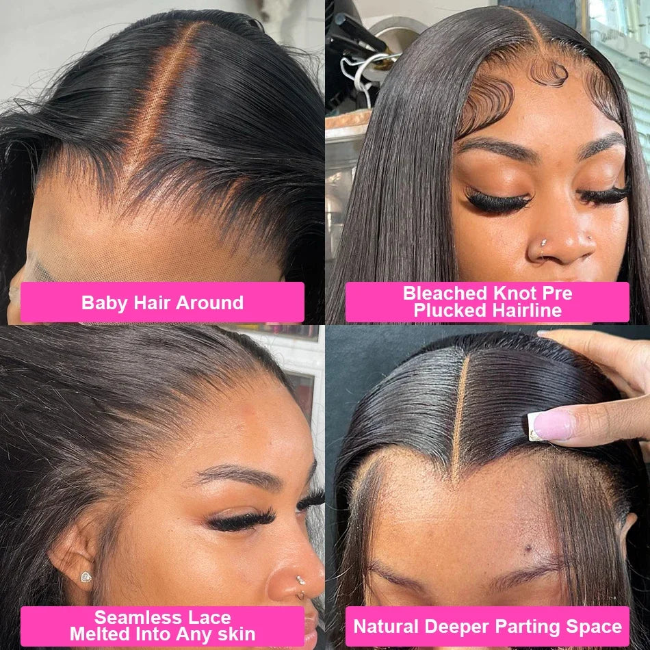 13x6 HD Lace Frontal Wig 100% Raw Human Hair Straight Lace Front Wig 30 36 Inch Long Human Hair Wigs Full 250% 300% Lace Wigs