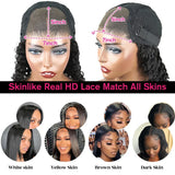 Curly Bob Wig Lace Front Human Hair Wigs Wear Go Glueless Wig Deep Wave 7x5 HD Lace Closure Wigs 250% Full Human Hair Lace Wigs