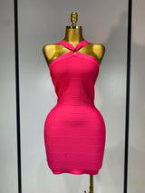 Women Sexy Backless Pink Bodycon Mini Bandage Dresses Elegant Evening Party Luxury Birthday Nightclub Cocktail Prom Gown