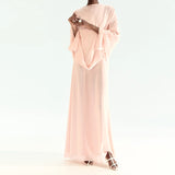 Women's Fashion Pink High Neck Cape Dress Elegant Loose Long Sleeve Flowy Maxi Dress 2026 Spring NEW Lady Evening Party Outfit