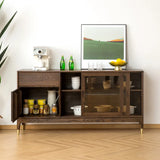 Modern Minimalist Walnut Sideboard Dining Room Wall-Mounted Storage Cabinet Solid Wood Entryway Decor Home Furniture - FYSD