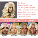 613 Blonde Lace Front Wig Human Hair Body Wave 13X6 Hd Lace Frontal Wig Short Bob Lace Front Human Hair Wig Hd Lace Wig 16 Inch