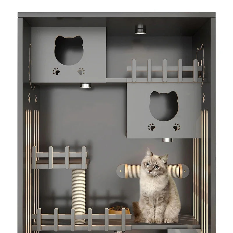 Postmodern Factory Manufacturer Hot Selling Pet Cages&houses Multi Function Cat Cage Large Pet Furniture Solid Wood Cat Villa