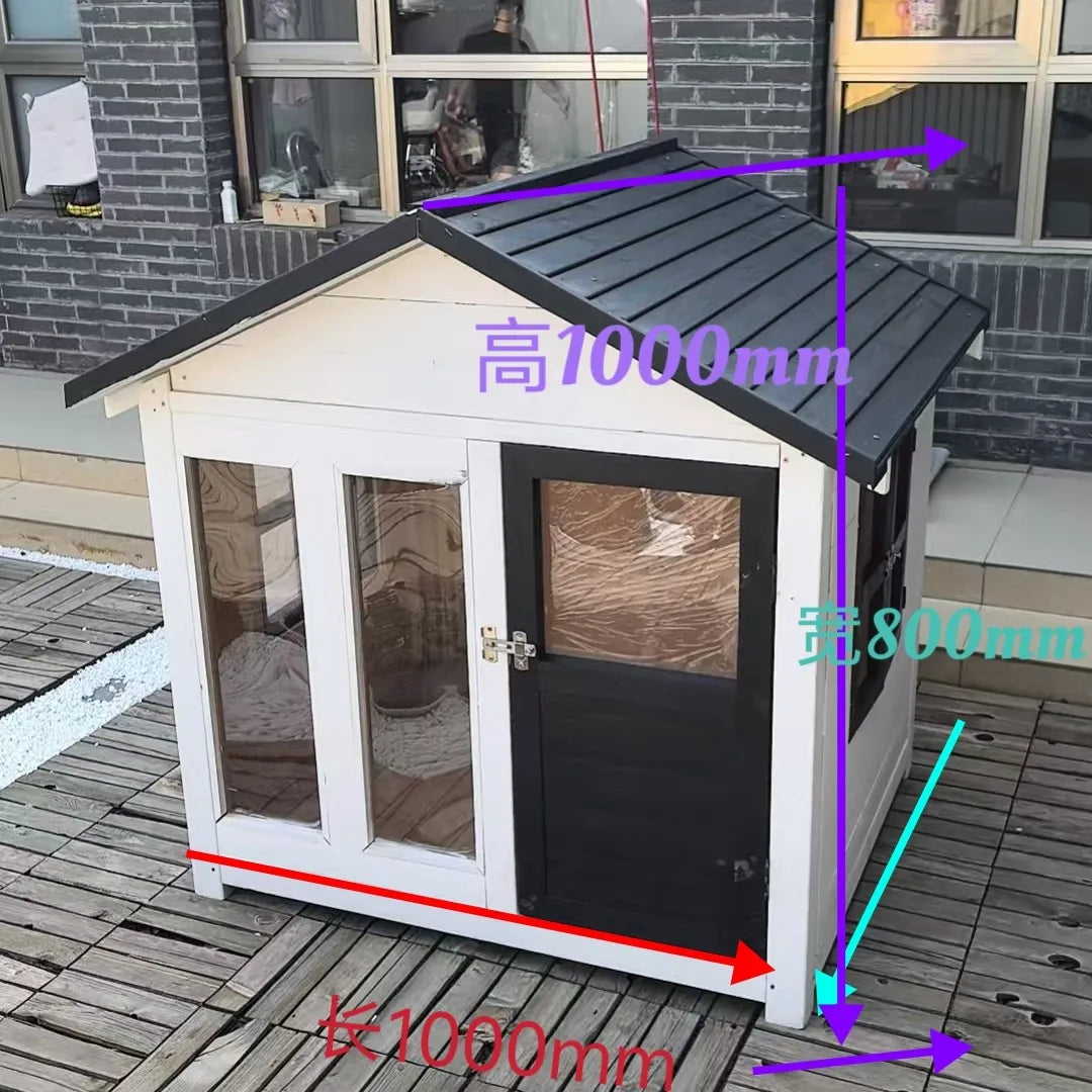 TT Outdoor courtyard cat house kennel pet large dog house cat villa outdoor rain and sun protection solid wood cat house
