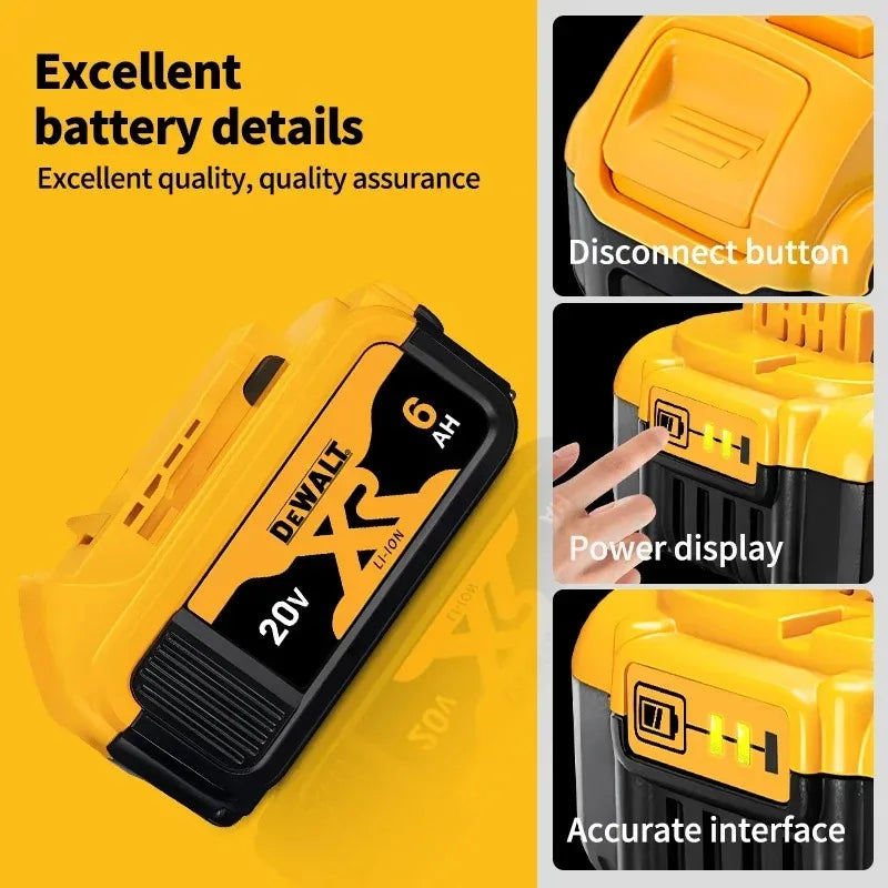 100% Original 20V 5.0Ah 6.0Ah 9.0Ah Battery Power Tool Replacement for DeWalt DCB184 DCB181 DCB182 DCB200 60V 9Ah Battery.