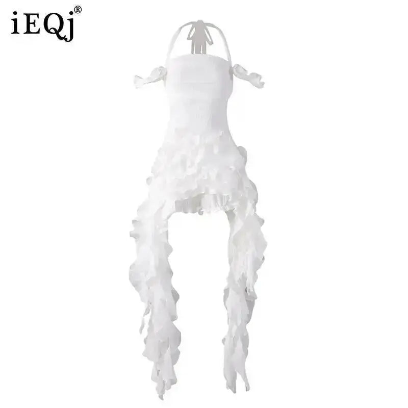 IEQJ Fashion Solid Color Dress Women's Fringe Strapless Dress Waistband Same Color Shorts 2025 Summer New Tide 3QW1034