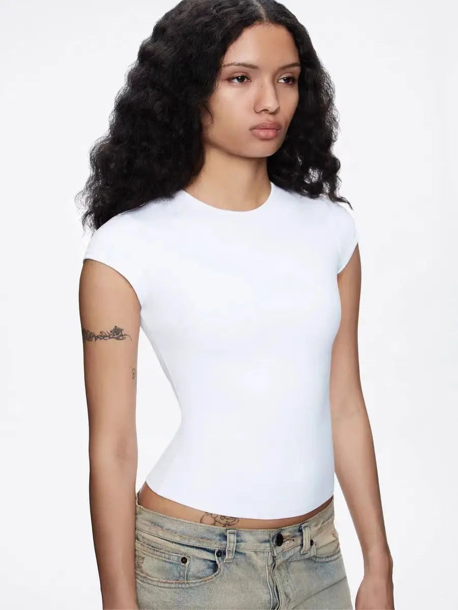 Tank Summer Round Neck Solid Color T-Shirt with a Great Fit, Baby Tee, Slim and Comfortable Fabric, Tank Women 2025