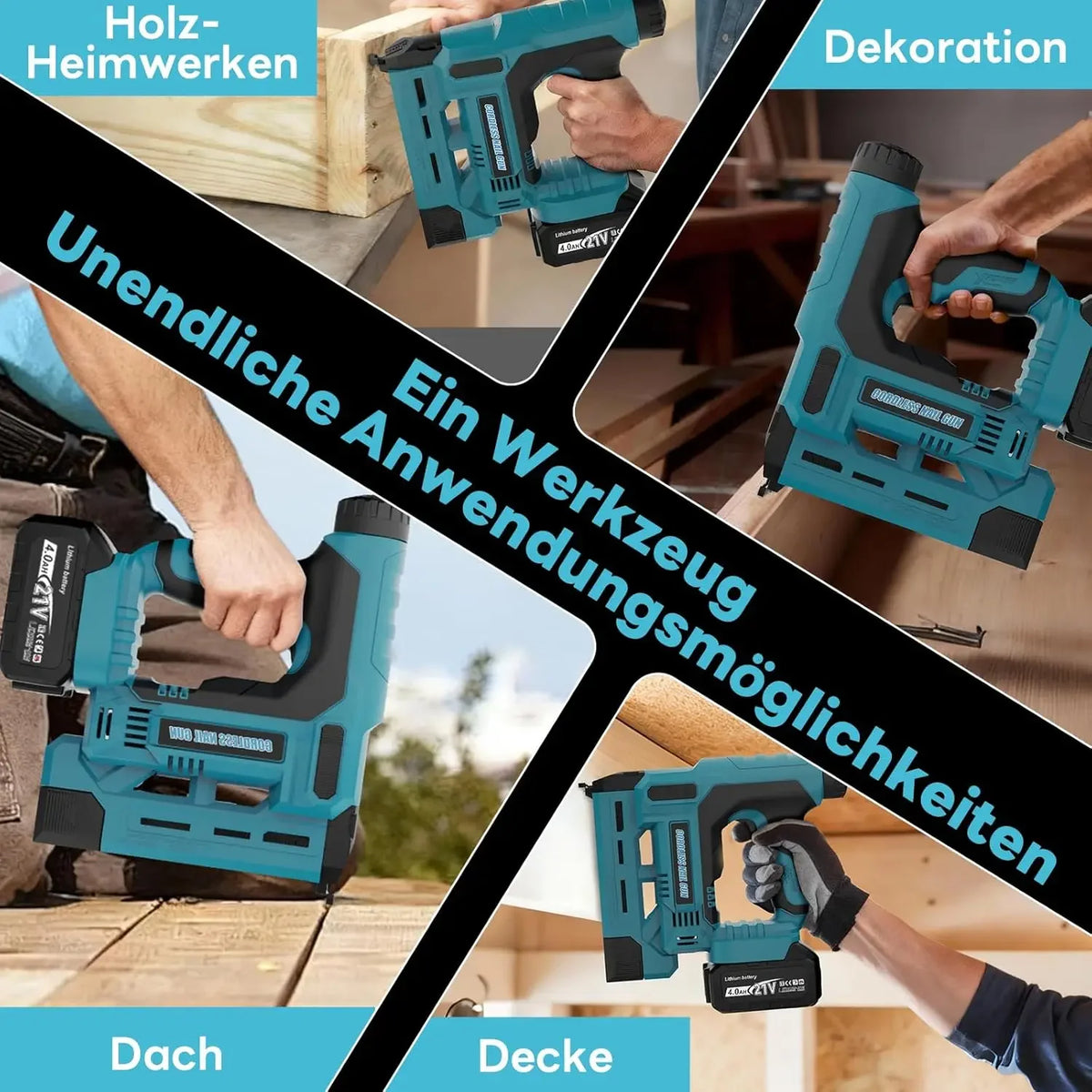 2 in1 Electric Nail Gun Nailer Depth Adjustment Stapler F15-F50 Furniture Staple Gun For Makita 18V Battery