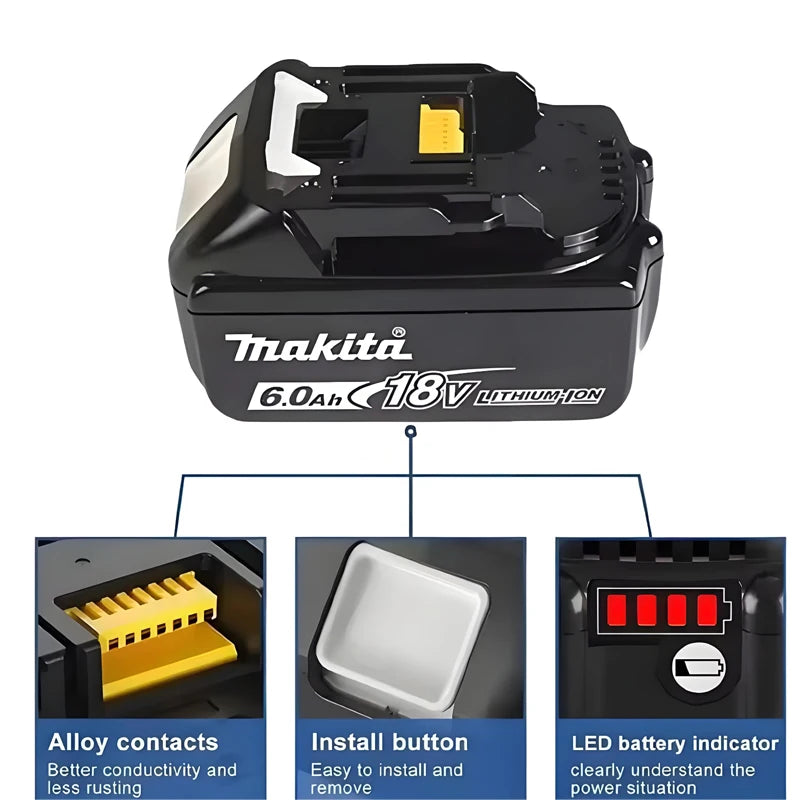 Original Makita battery 18V 6Ah rechargeable battery, BL1850 BL1860 BL1890 BL1860B power tool 18V 6000mAh Makita lithium battery