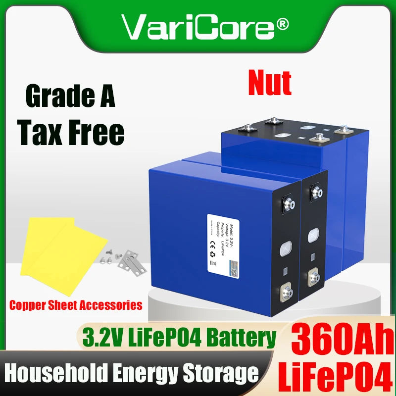 4pcs VariCore 3.2V 360Ah 340Ah 100AH 20Ah 15Ah LiFePO4 Cells Lithium-Iron Phosphate for 4S 12V 24V 48V EV Golf Cart Power Tools