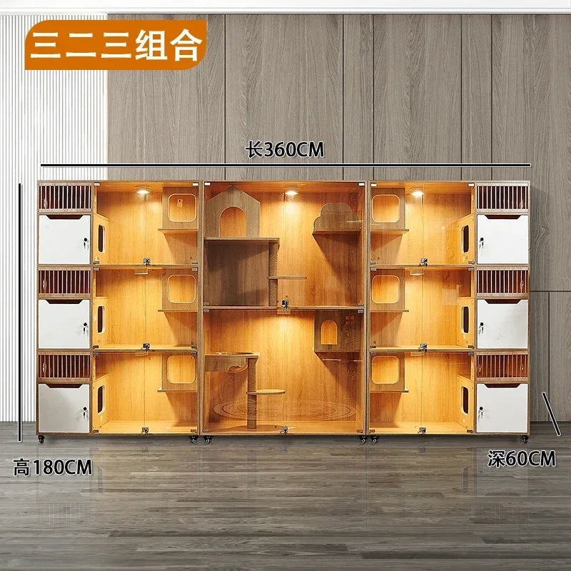 Cat cage villa solid wood household  display cabinet custom  cabinet  house pet store foster breeding three-layer  h