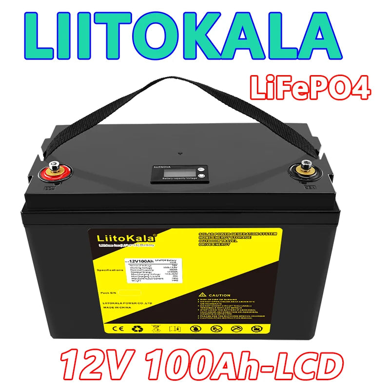 LiitoKala 12V 300Ah 200Ah LiFePO4 Battery 100Ah 120Ah 150Ah Campers Waterproof Golf Cart Battery Off-Road Off-grid Solar Energy