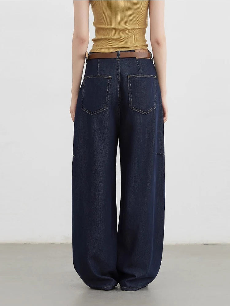 CHIC VEN Women's Jeans Loose Casual New High Waist Split Female Wide Leg Denim Pants Spring Autumn 2025