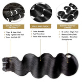 26 28 30 Inch Body Wave Human Hair Bundles 16A 100% Unprocessed Raw Virgin Human Hair Weave Extensions 30 40 Inch Natural Color Double Weft Remy Hair Weaving Pure Hair Bundles Wholesale For Black Women
