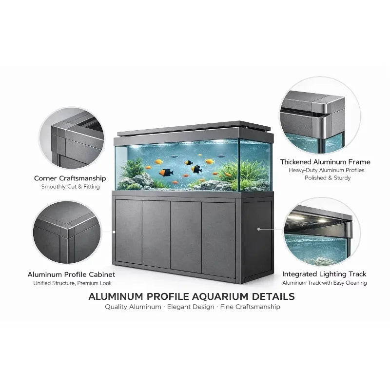 All-in-One AquariumFactory Wholesale Luxury Modern Smart Rectangle Living Room Large Home Fish Tank Ultra White Clear Glass Alum