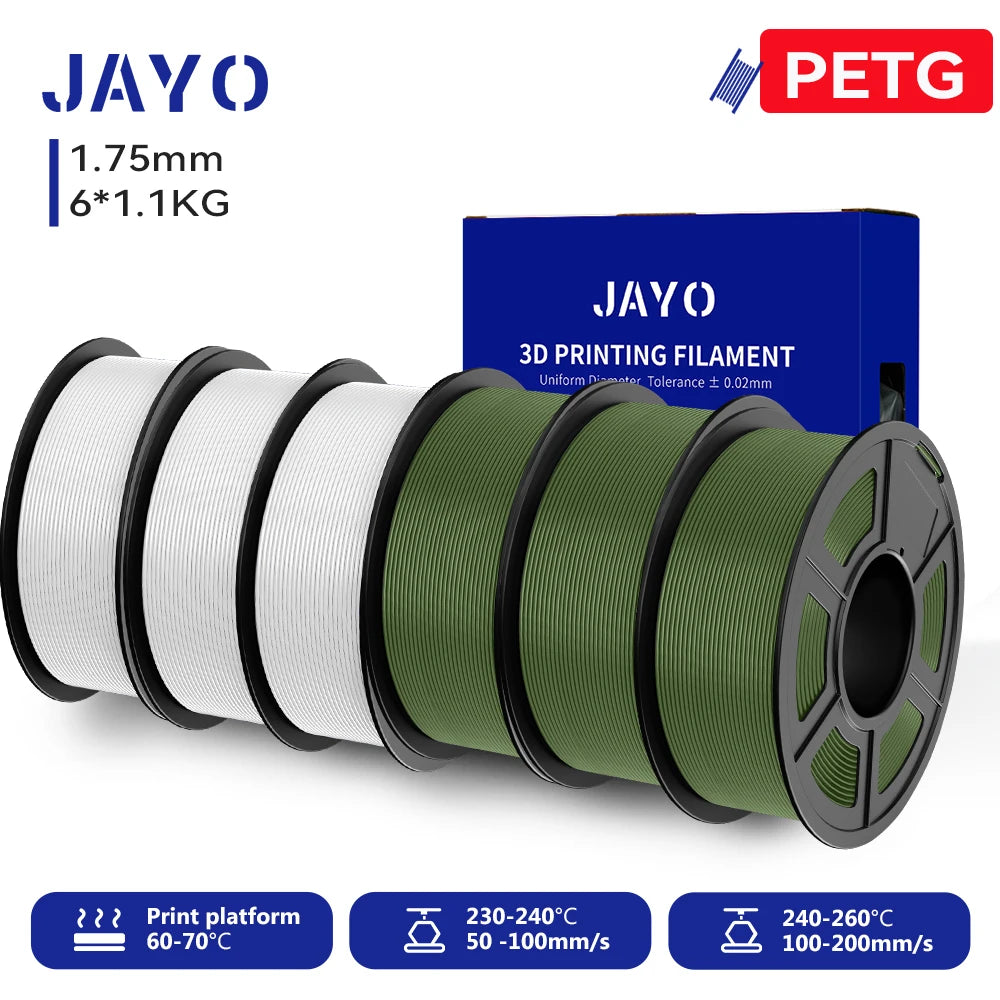 JAYO 3D PETG/ High Speed Matte PETG / PLA Classic Printer Filament 1.75mm 3D Printer Filament 6.6KG Neatly Wound PETG for 3D