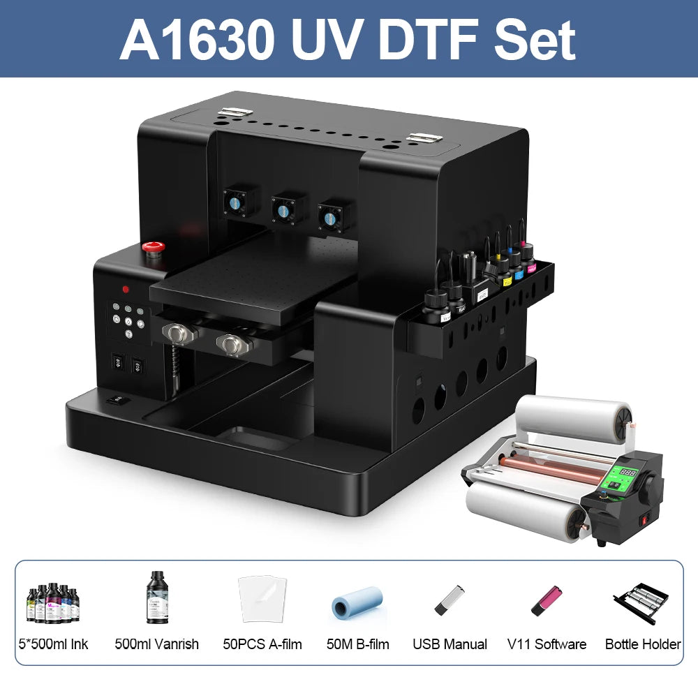 A4 A3 UV Printer UV Flatbed Printer with Varnish for Phone Case Bottle Acrylic Glass UV DTF Sticker Printing Machne US/EU Stock