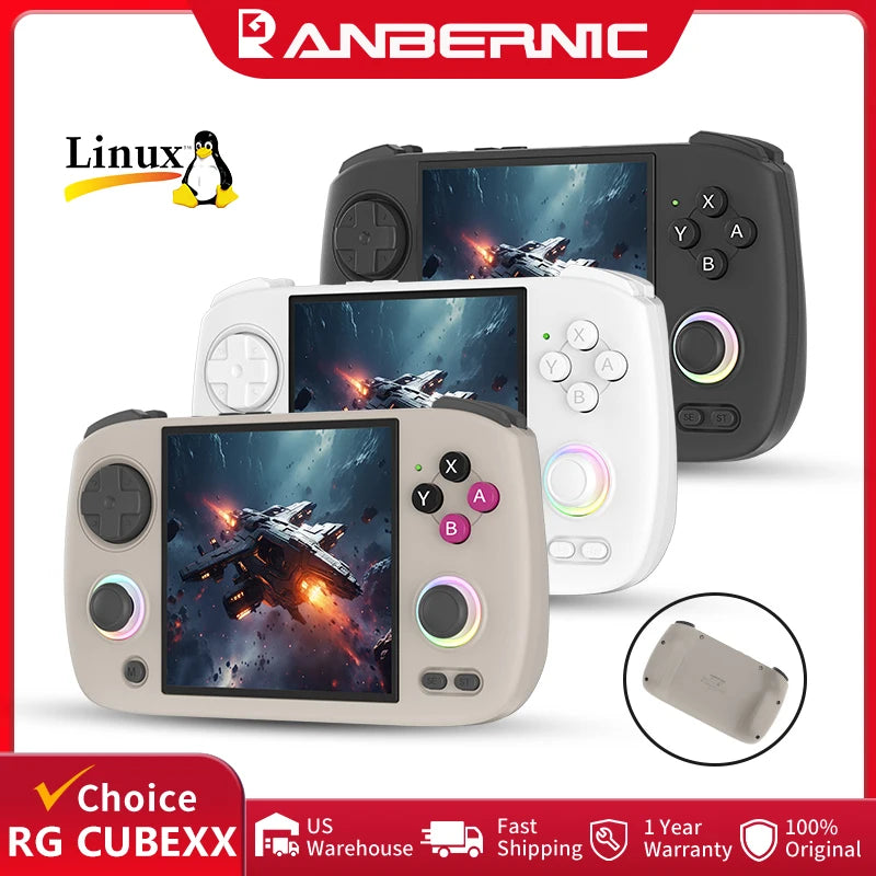 Anbernic RG CubeXX Handheld Game Console 3.95" HD IPS Screen Linux 64-bit H700 Retro Video Gaming Player Supports WiFi Streaming