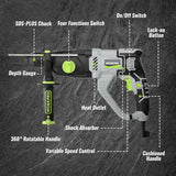 1-1/4 Inch SDS-Plus Rotary Hammer Drill 7.5AMP Lightweight Corded Version for Concrete Demolition Chipping Rotomartillo