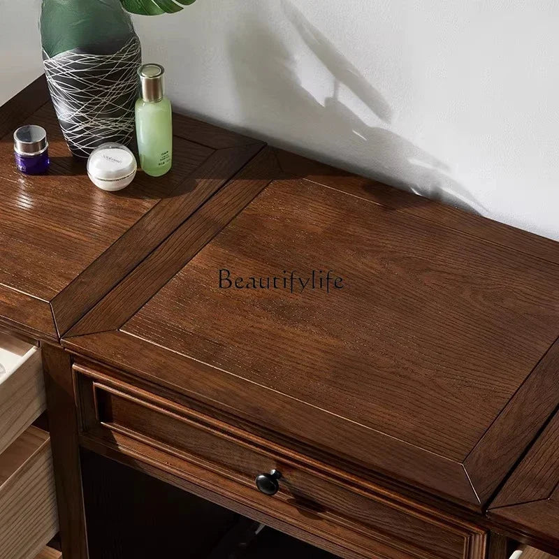 lPure solid wood dresser American light luxury makeup table makeup stool