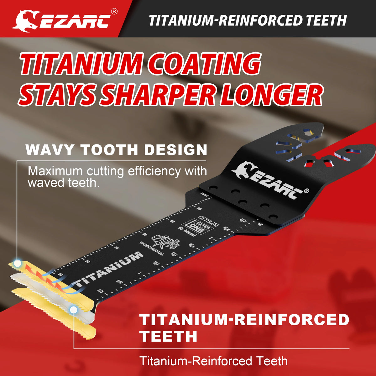EZARC 12PCS Tanium Oscillating Saw Blades Set, Standard Length & Extra-Long Multitool Blades for Metal, Wood Nails, Plastic