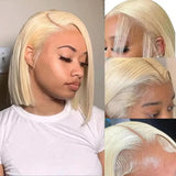 613 Straight 13x4 Lace Front Human Hair Bob Wig Pre Plucked Baby Hair 613 Blonde Short Bob Wig Remy Human Hair For Women