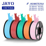 JAYO PLA Classic 3D Filament 1.75mm High Speed Matte PLA 3D Printer Filament Neatly Wound 3D Printing Materials 5Rolls/set