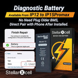 StellarXcell Diagnostic Battery Show Genuine Part No Pop Up Message for iPhone 12mini 13Pro 14Plus 15Promax Battery Replacement