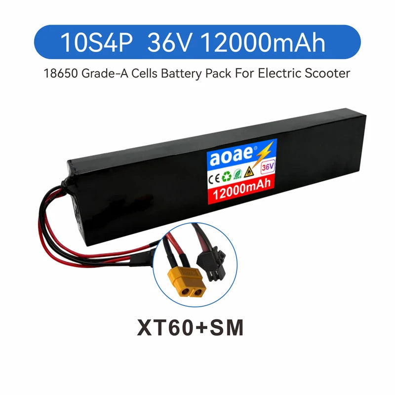 36V Lithium Battery Pack 10S4P 12Ah 14Ah 18650 Grade-A Cells 500W-1000W Built-in BMS for Kugoo M2 M2 Pro M2+ Electric Scooter