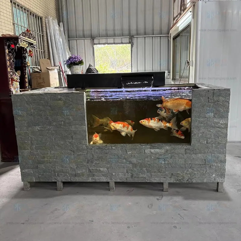 All-in-One AquariumMovable Metal Koi Fish Garden Fish Tank Above-Ground Pond Aquarium Filter System For Landscaping Decking Beau