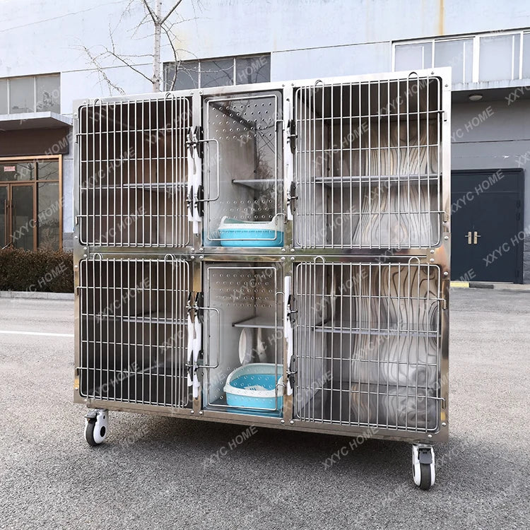 TTHot Selling Veterinary Clinic Equipment Two Layers Combined Cat Cage Stainless Steel Animal Customizable Sustainable