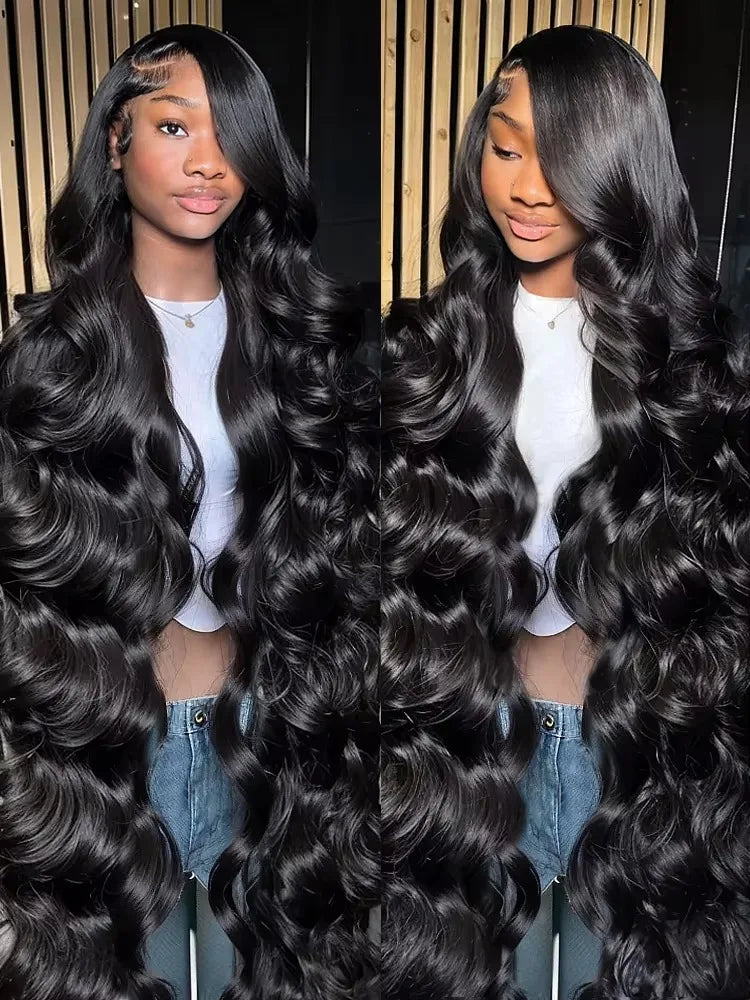 40 42 Inch 100% Human Hair 360 Full Lace Front Wig 250 Density 13x4 13x6 Body Wave Lace Frontal Wigs Natural Black Pre Plucked