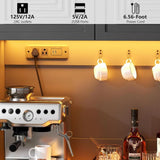 Large 71 Black Kitchen Pantry Cabinet with Adjustable Shelves, LED Light & Power Outlet, Ideal for Storage or Dining Room
