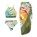 New three piece swimsuit swimsuit lace up beach skirt bikini