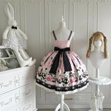 Japanese Kawaii Lolita Style Jsk Dress Women Sweet Cute Bow Lace Ruffles Party Mini Dresses Gothic Y2k Sleeveless Princess Dress