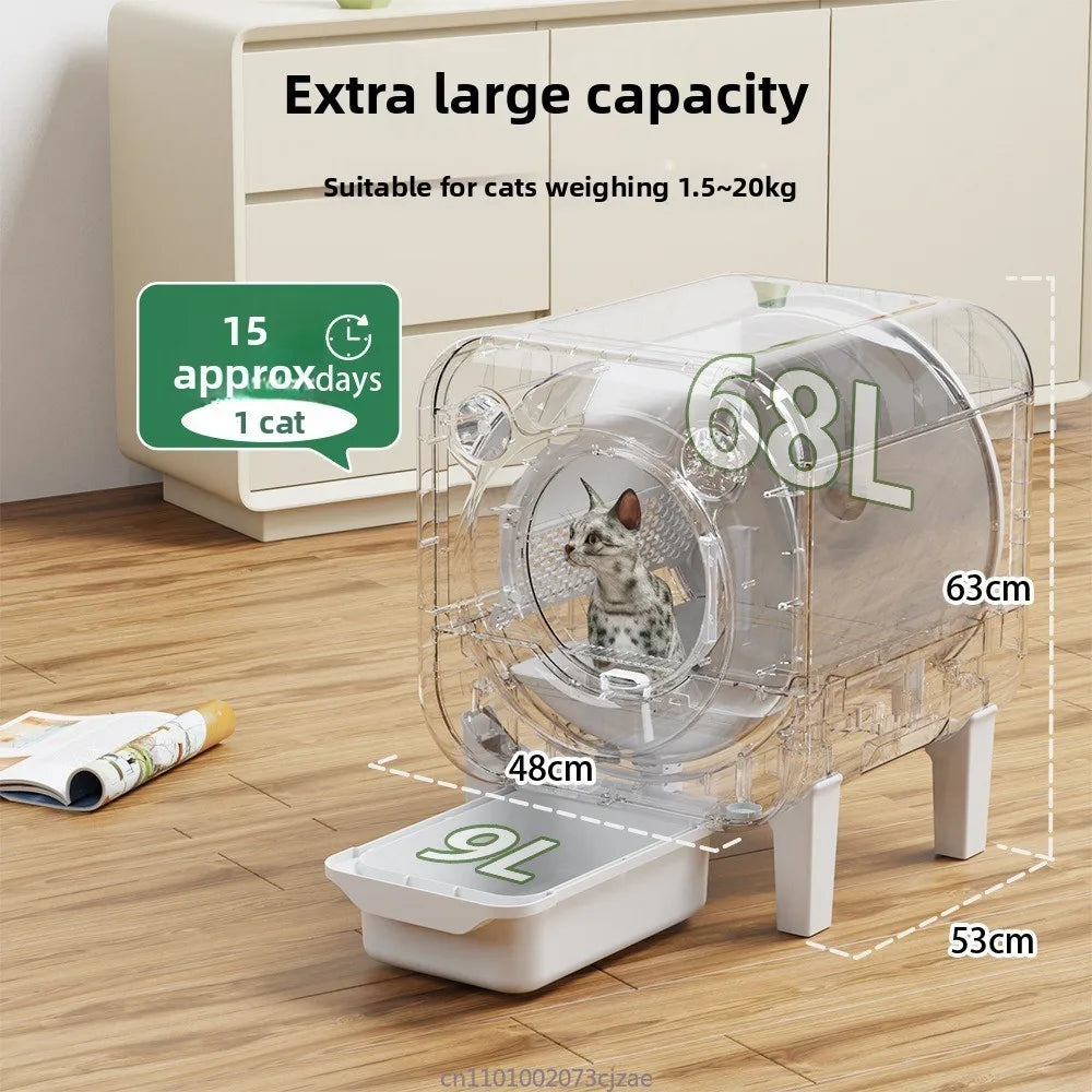 Smart low noise cat litter box with APP control and multi cat monitoring for indoor pet odor-free toilet